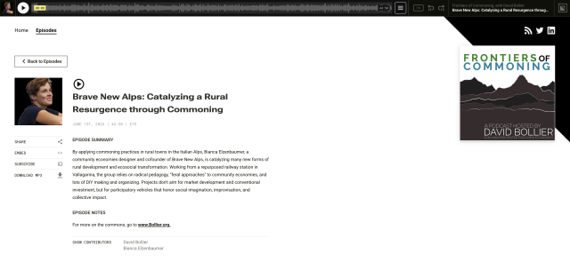 Screenshot of podcast page